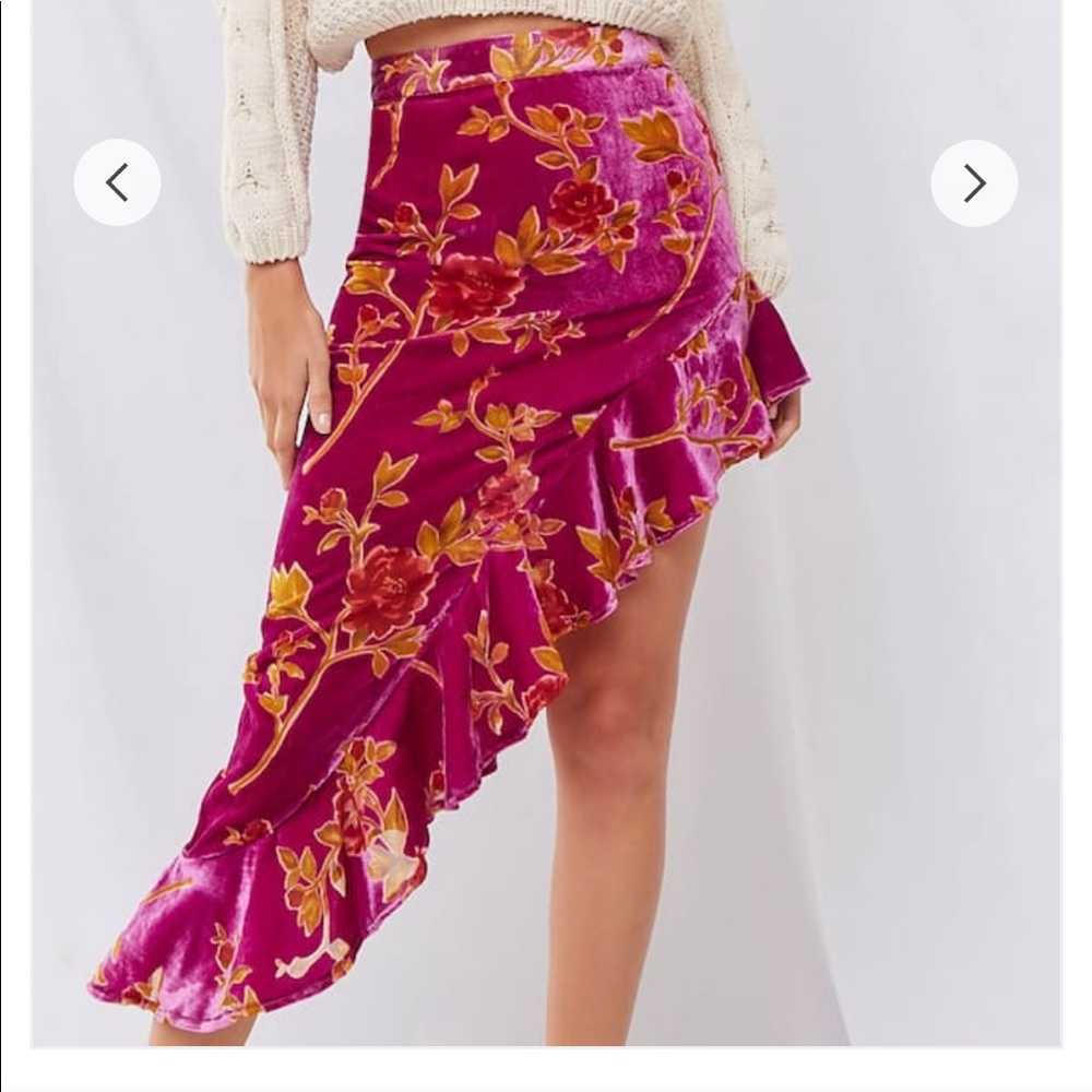 Forever 21 velvet floral high low skirt